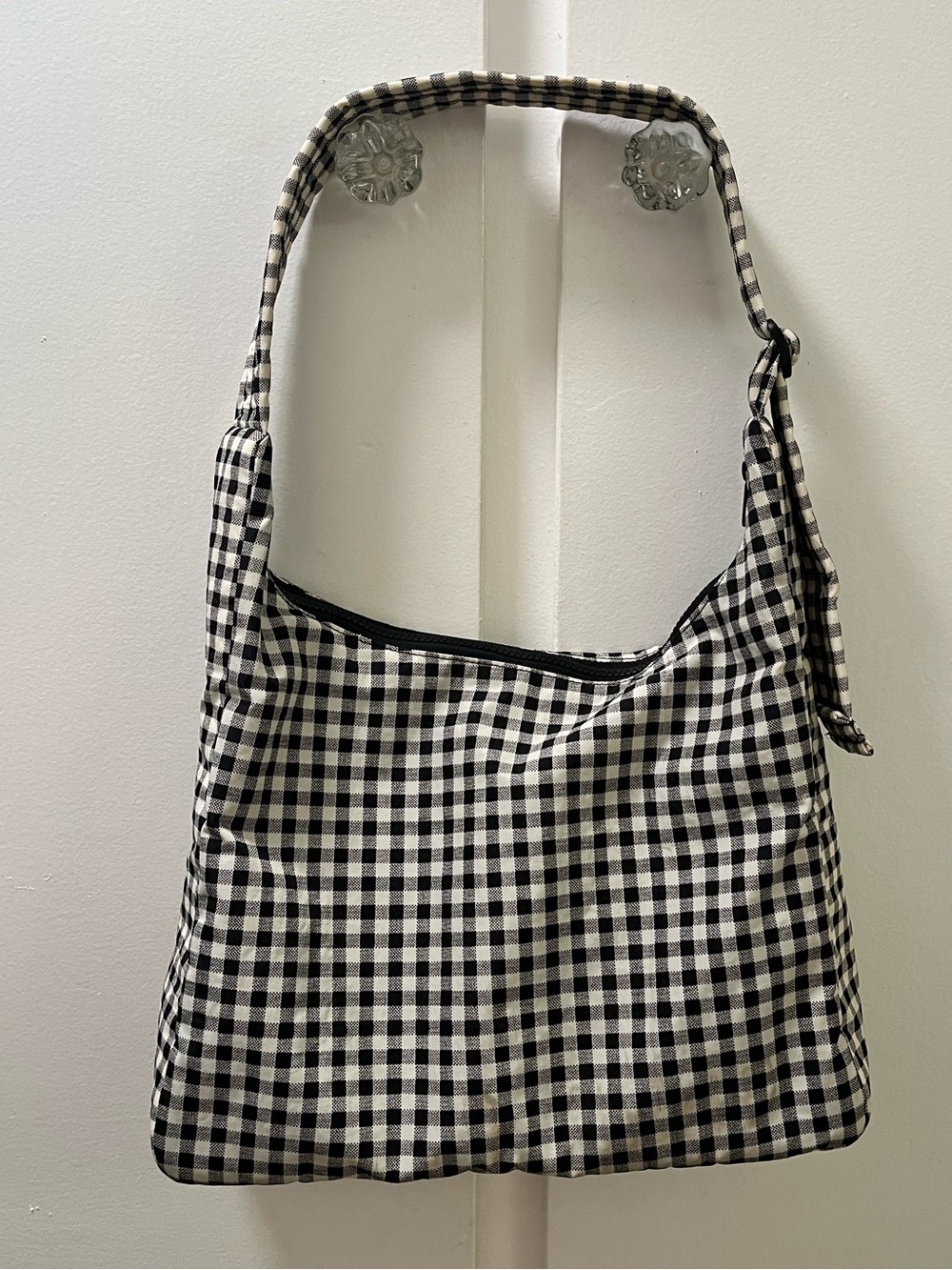 Baggu Nylon Shoulder Bag in Black and White Gingham - Picture 2 of 5